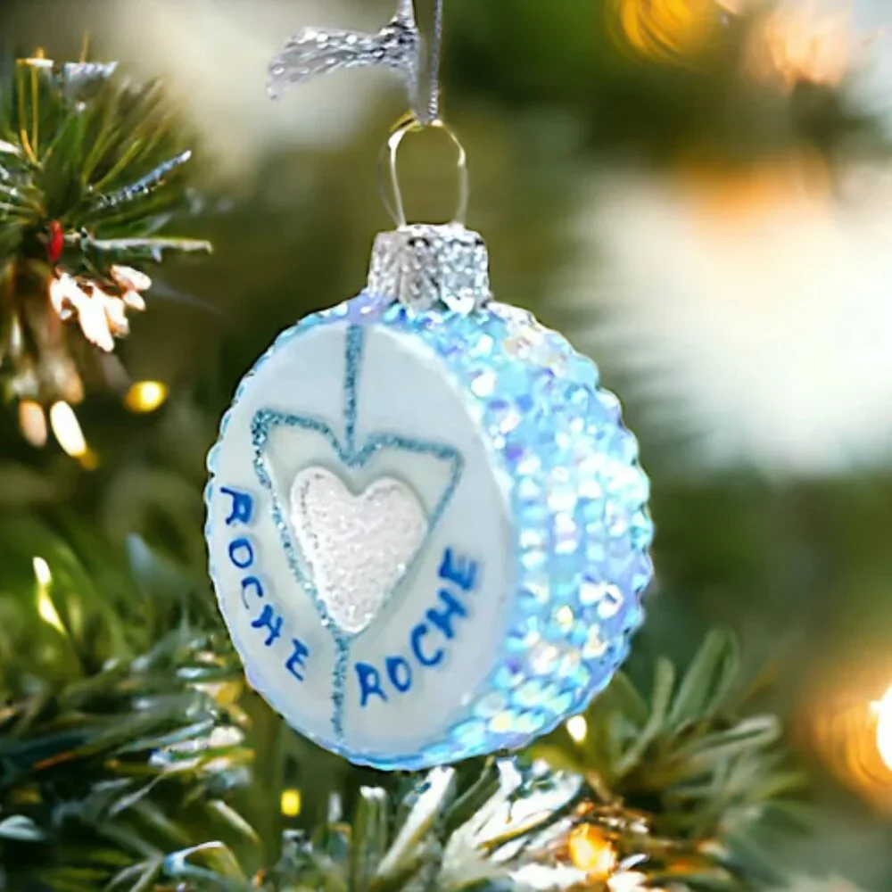 Valium Pill Ornament Blue Glitter Christmas Ornament NWT Novelty Holiday Decor